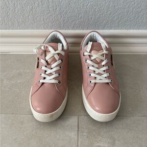 Pink Leather Sneakers with White Laces